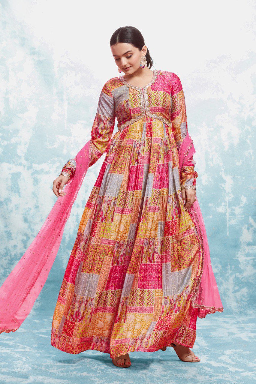 Effortless Charm Cotton Gown Set with Dupatta | RoopRivaaj