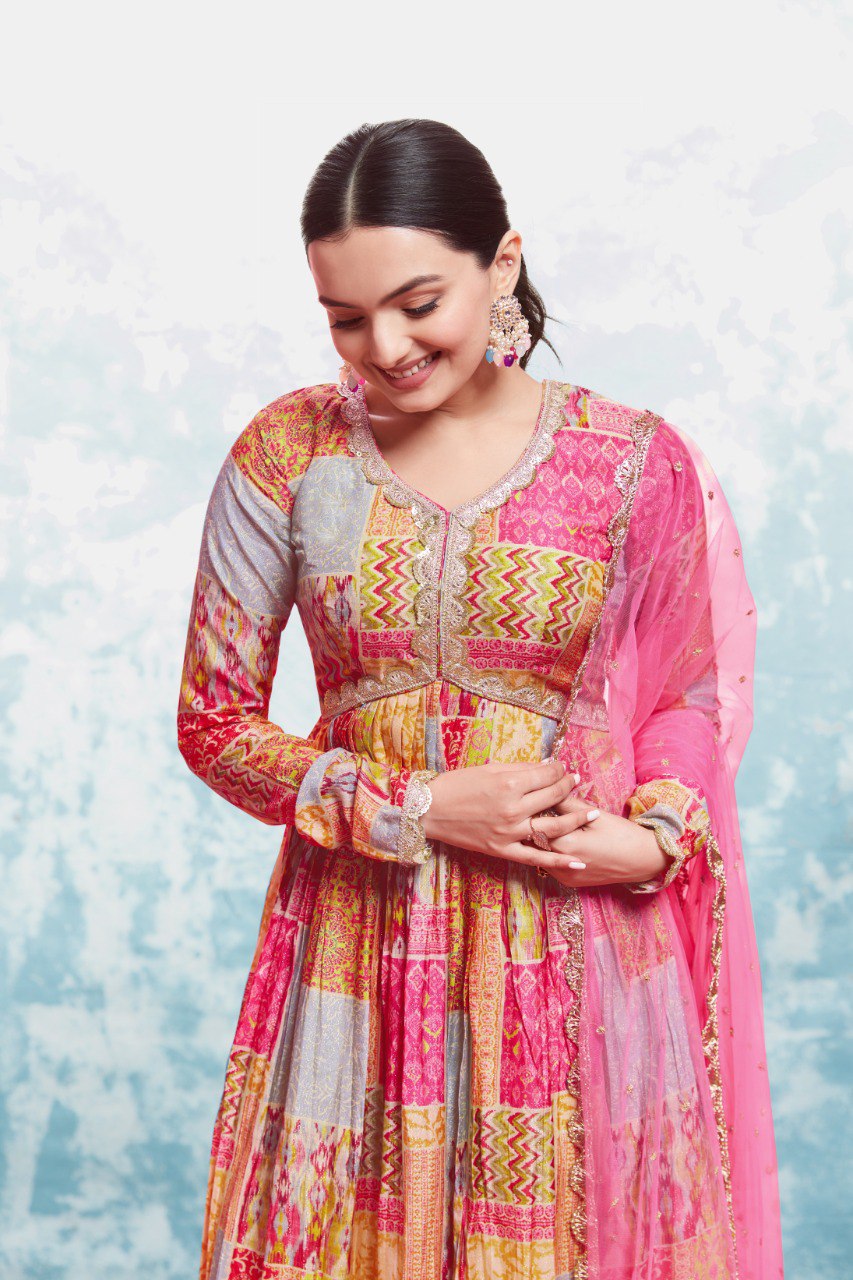 Effortless Charm Cotton Gown Set with Dupatta | RoopRivaaj