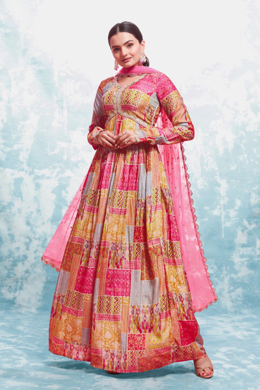 Effortless Charm Cotton Gown Set with Dupatta | RoopRivaaj