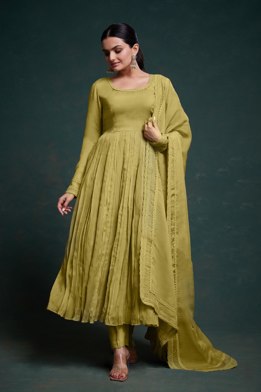Organza Digital Printed Anarkali Pant Suit | RoopRivaaj
