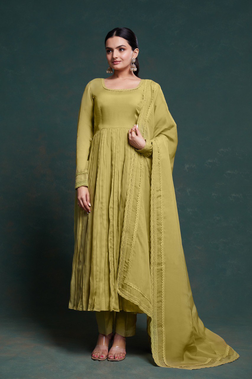 Organza Digital Printed Anarkali Pant Suit | RoopRivaaj