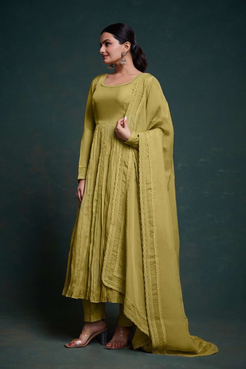 Organza Digital Printed Anarkali Pant Suit | RoopRivaaj