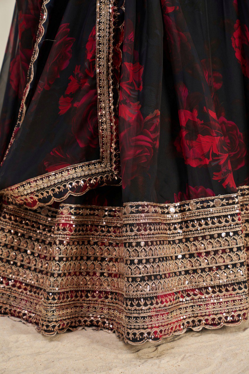Floral Embroidered Organza Lehenga Choli | RoopRivaaj