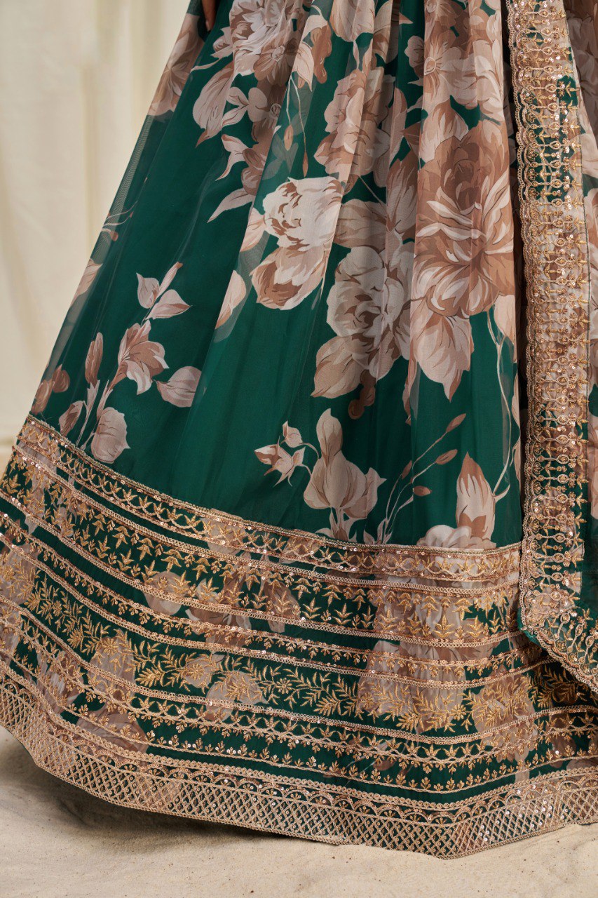 Floral Organza Lehenga Choli Set | RoopRivaaj