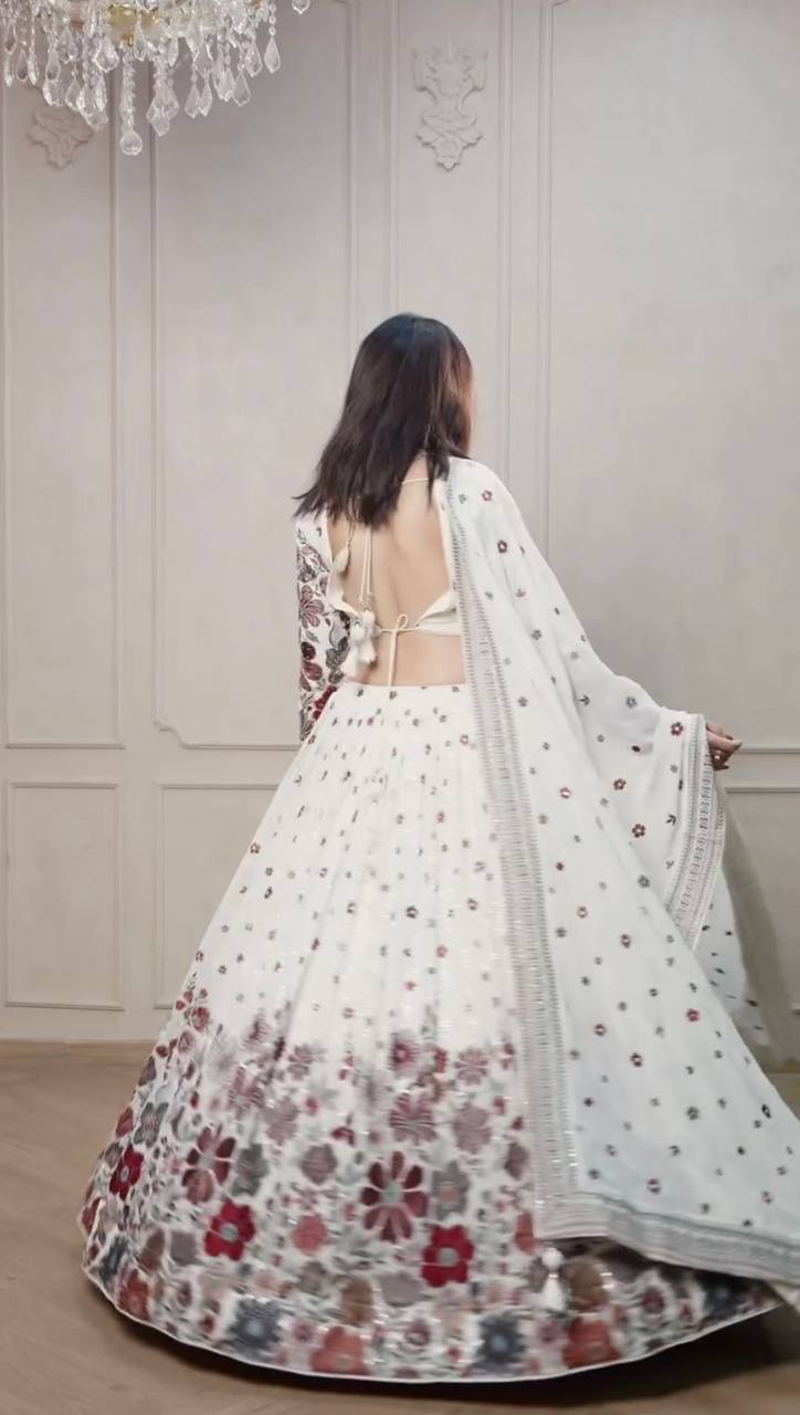 Fox Georgette Sequin & Thread Work Lehenga Choli | RoopRivaaj