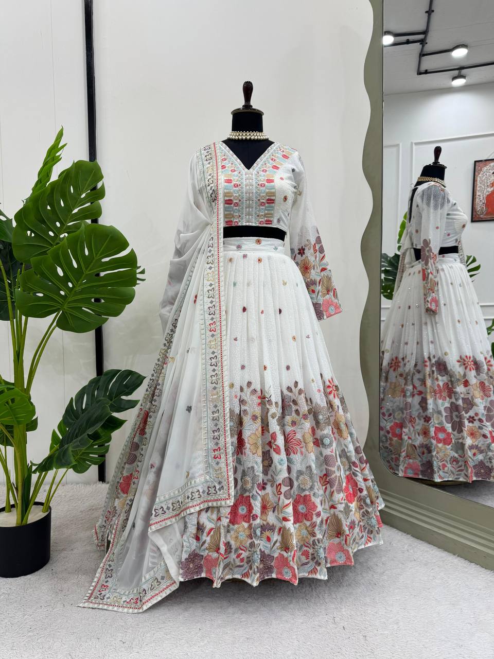 Fox Georgette Sequin & Thread Work Lehenga Choli | RoopRivaaj