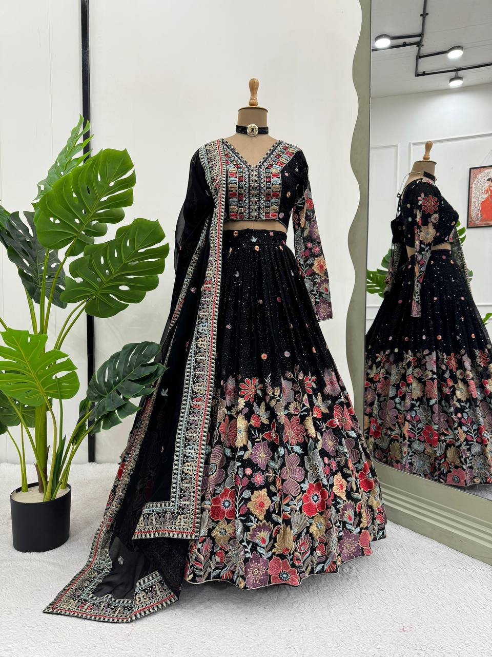 Fox Georgette Sequin & Thread Work Lehenga Choli | RoopRivaaj