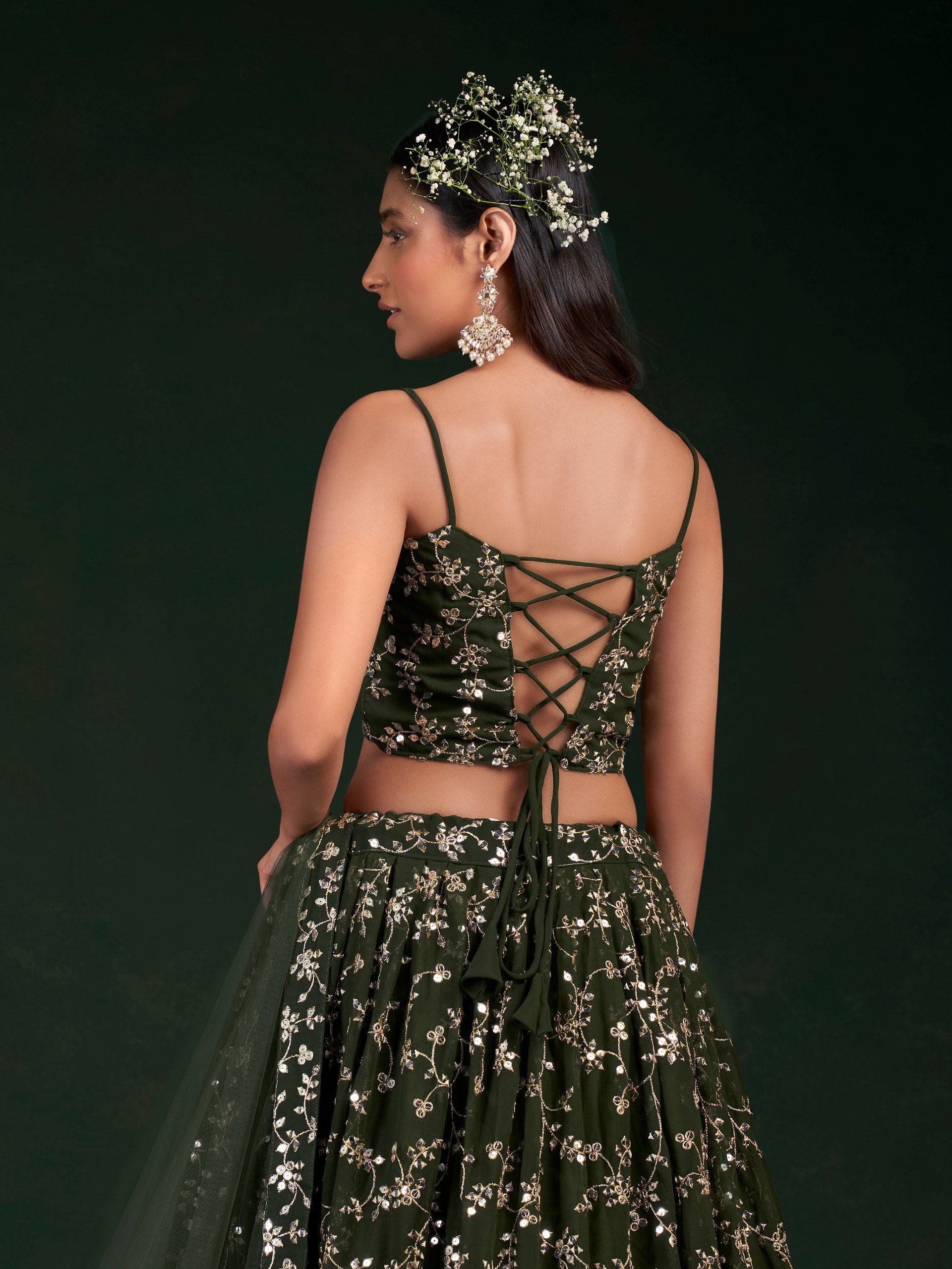 Georgette Lehenga Choli Set with 7-mm Sequins & Zari Embroidery | RoopRivaaj