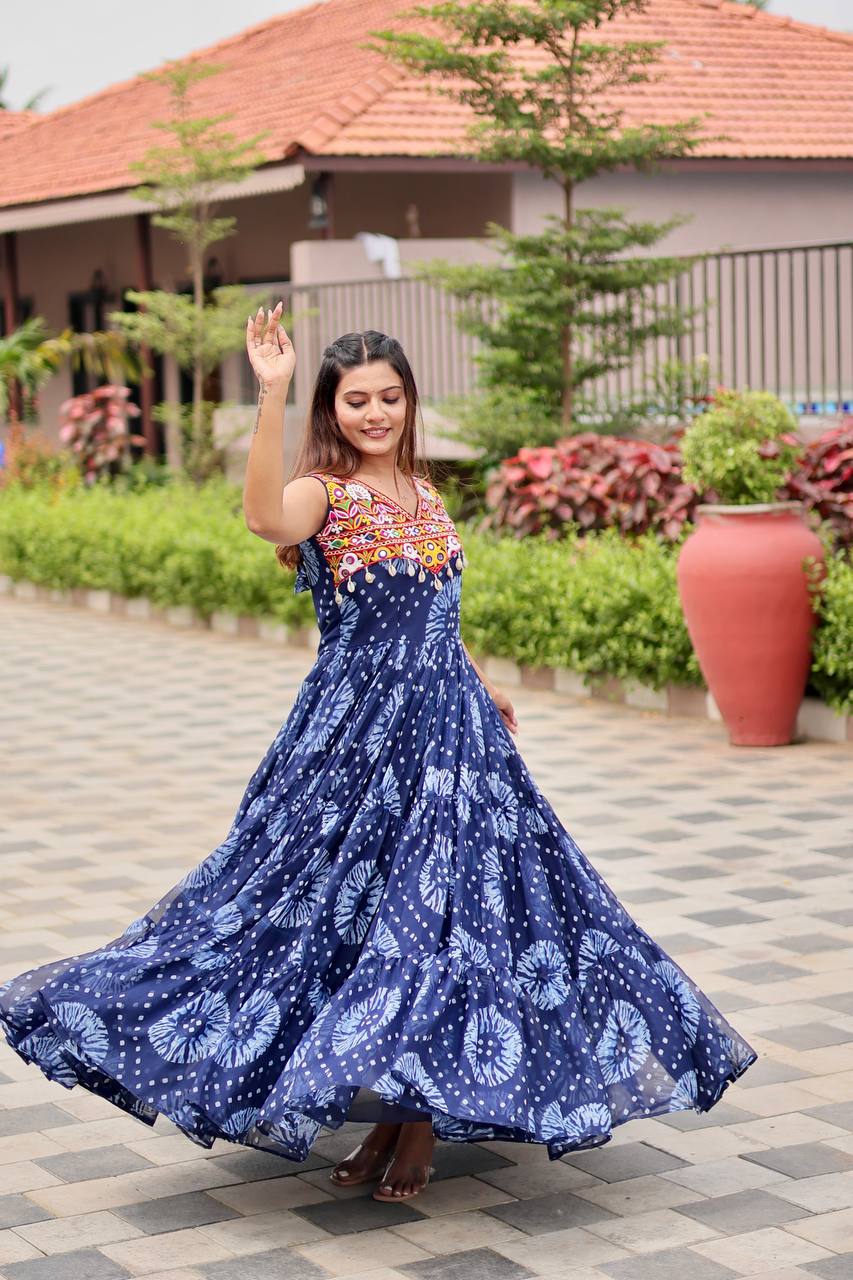 Navratri Special Original Gamthi Work Mirror Gown | RoopRivaaj