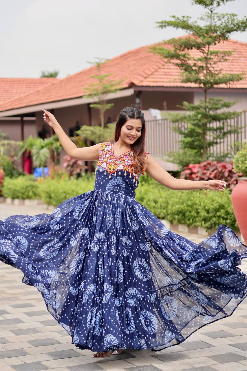 Navratri Special Original Gamthi Work Mirror Gown | RoopRivaaj