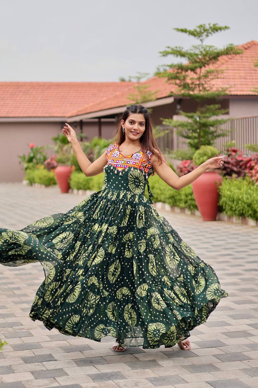 Navratri Special Original Gamthi Work Mirror Gown | RoopRivaaj