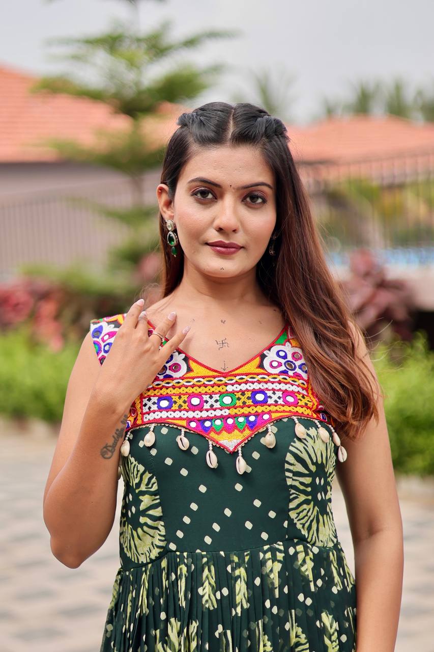 Navratri Special Original Gamthi Work Mirror Gown | RoopRivaaj