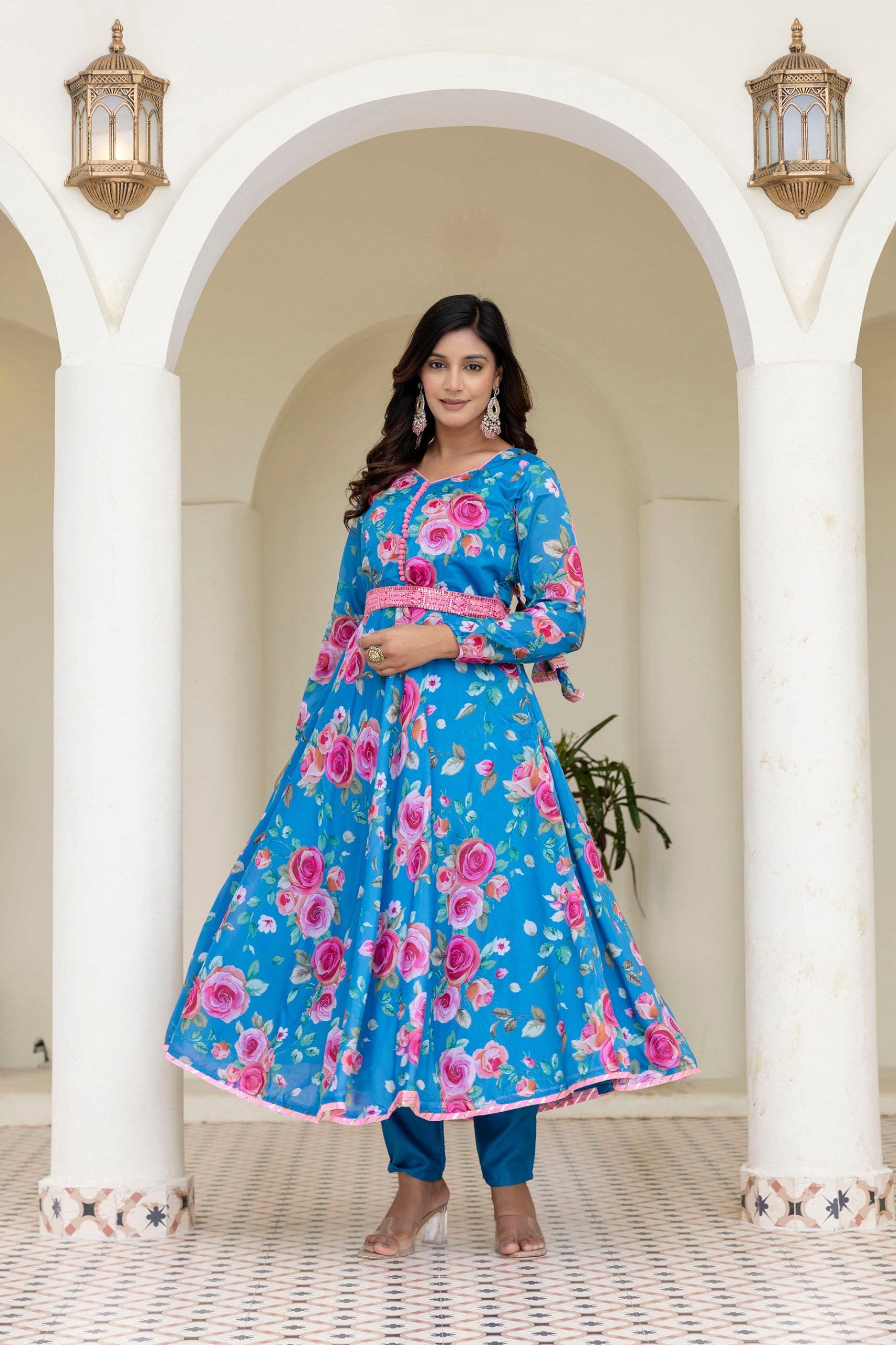 Floral Chinon Suit Set – Effortless Charm in Digital Prints | RoopRivaaj