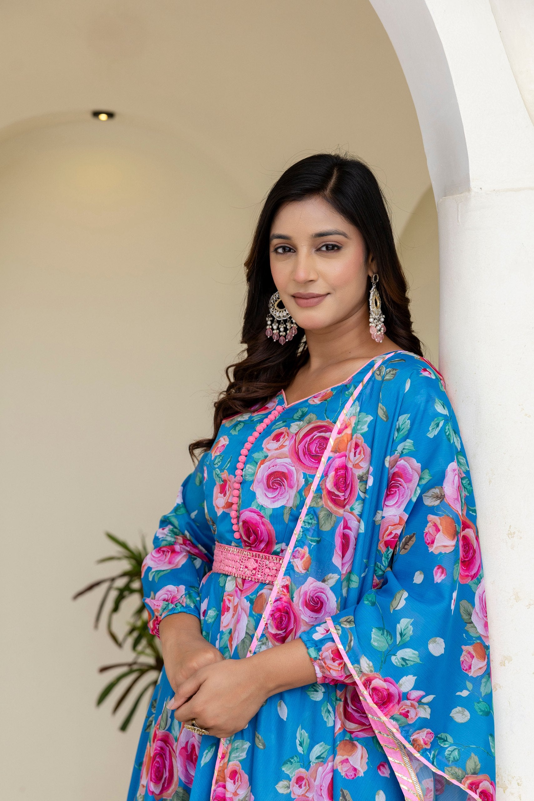 Floral Chinon Suit Set – Effortless Charm in Digital Prints | RoopRivaaj