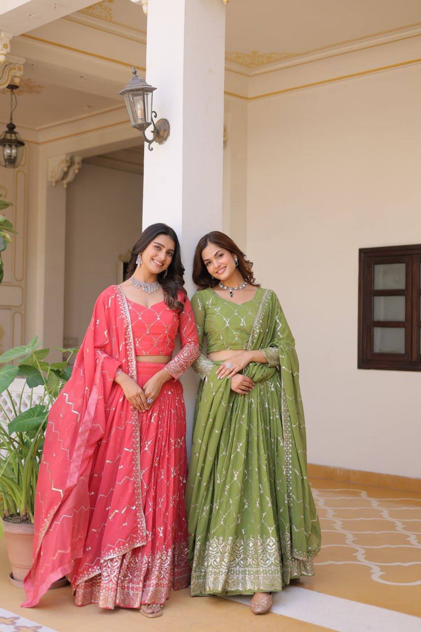 Elegant Embroidered Lehenga Choli Set with Semi-Stitched Blouse | RoopRivaaj