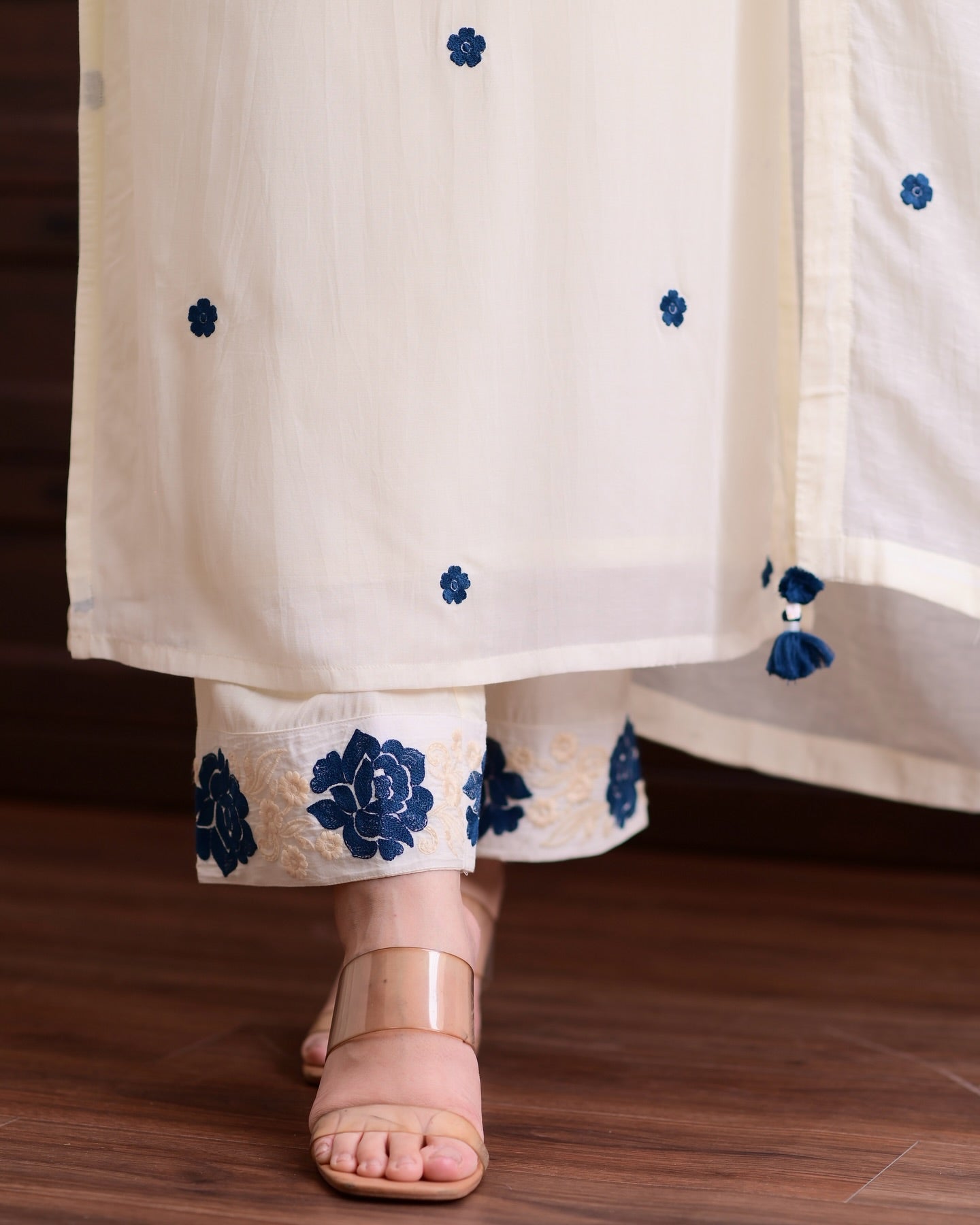 Viscose Embroidered Kurti Pant Dupatta Set | RoopRivaaj