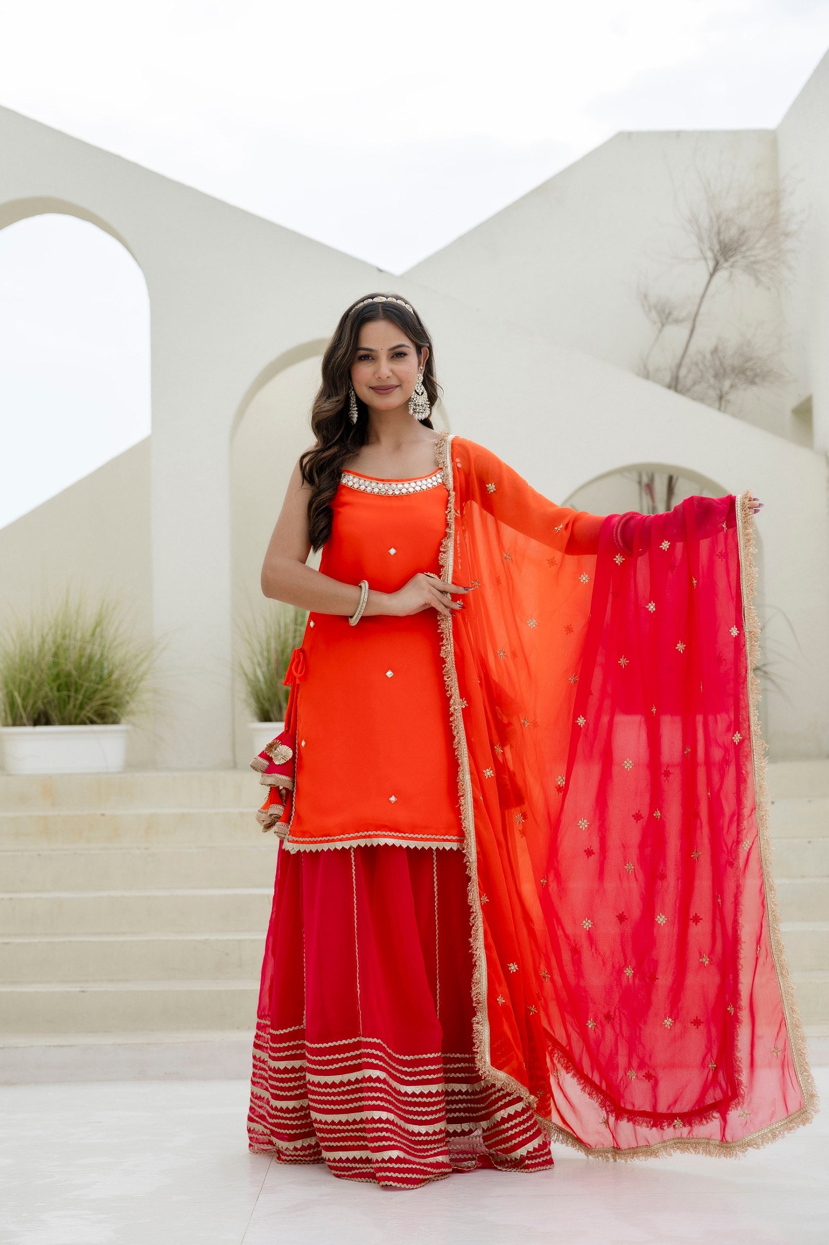 Stylish Georgette Lehenga Set with Lace Work Top | RoopRivaaj