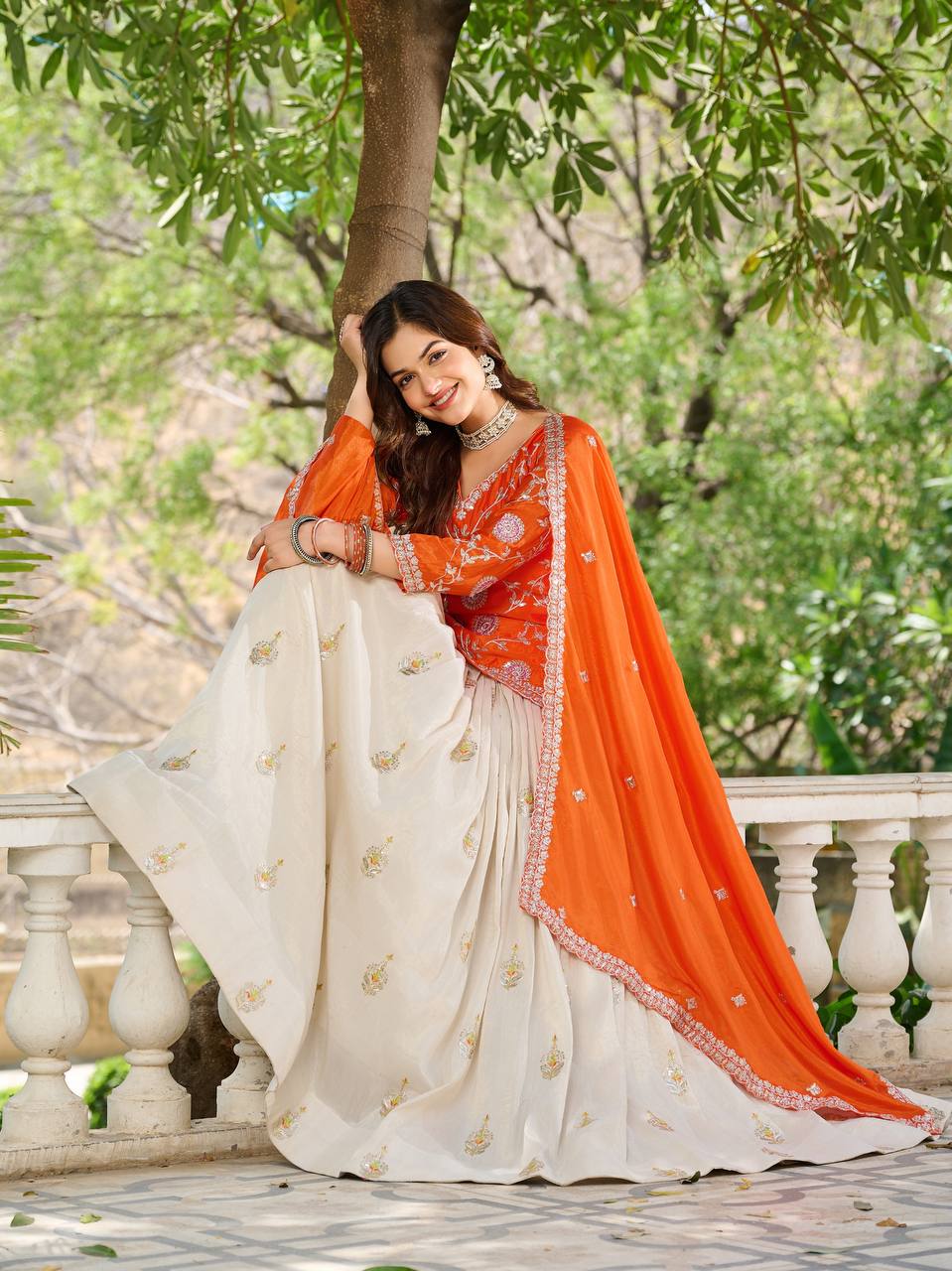 Festival Wear Chinon Kurti with Tissue Silk Lehenga and Dupatta | RoopRivaaj