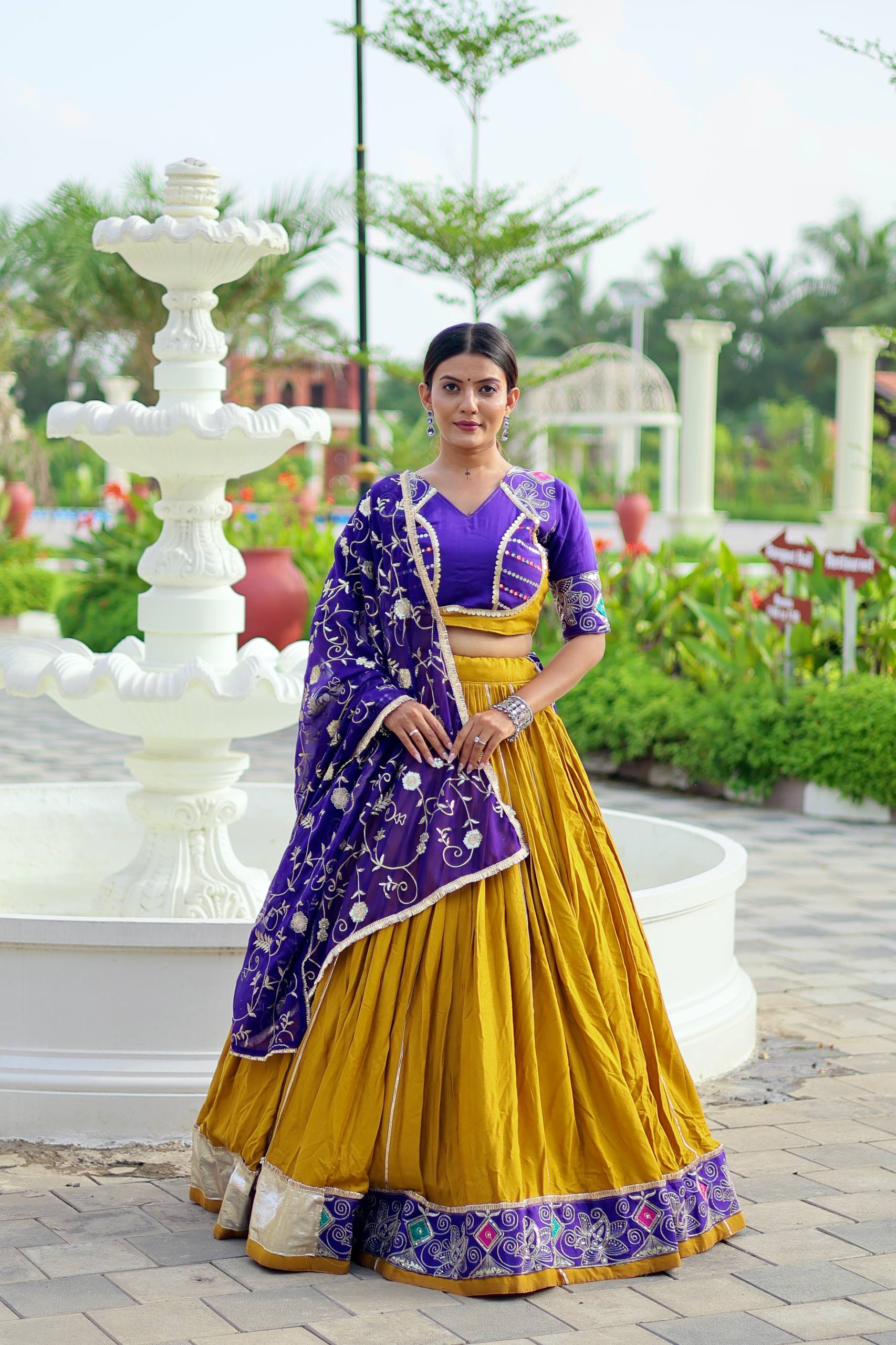 Embroidered Cotton Navratri Lehenga Choli with Dupatta | RoopRivaaj