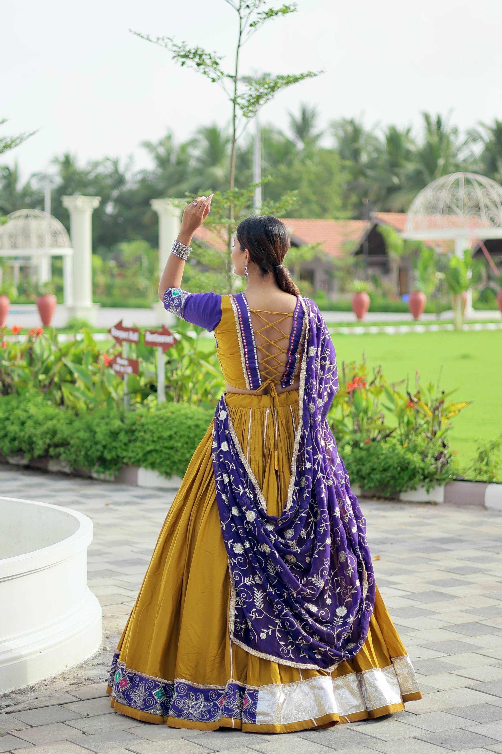Embroidered Cotton Navratri Lehenga Choli with Dupatta | RoopRivaaj