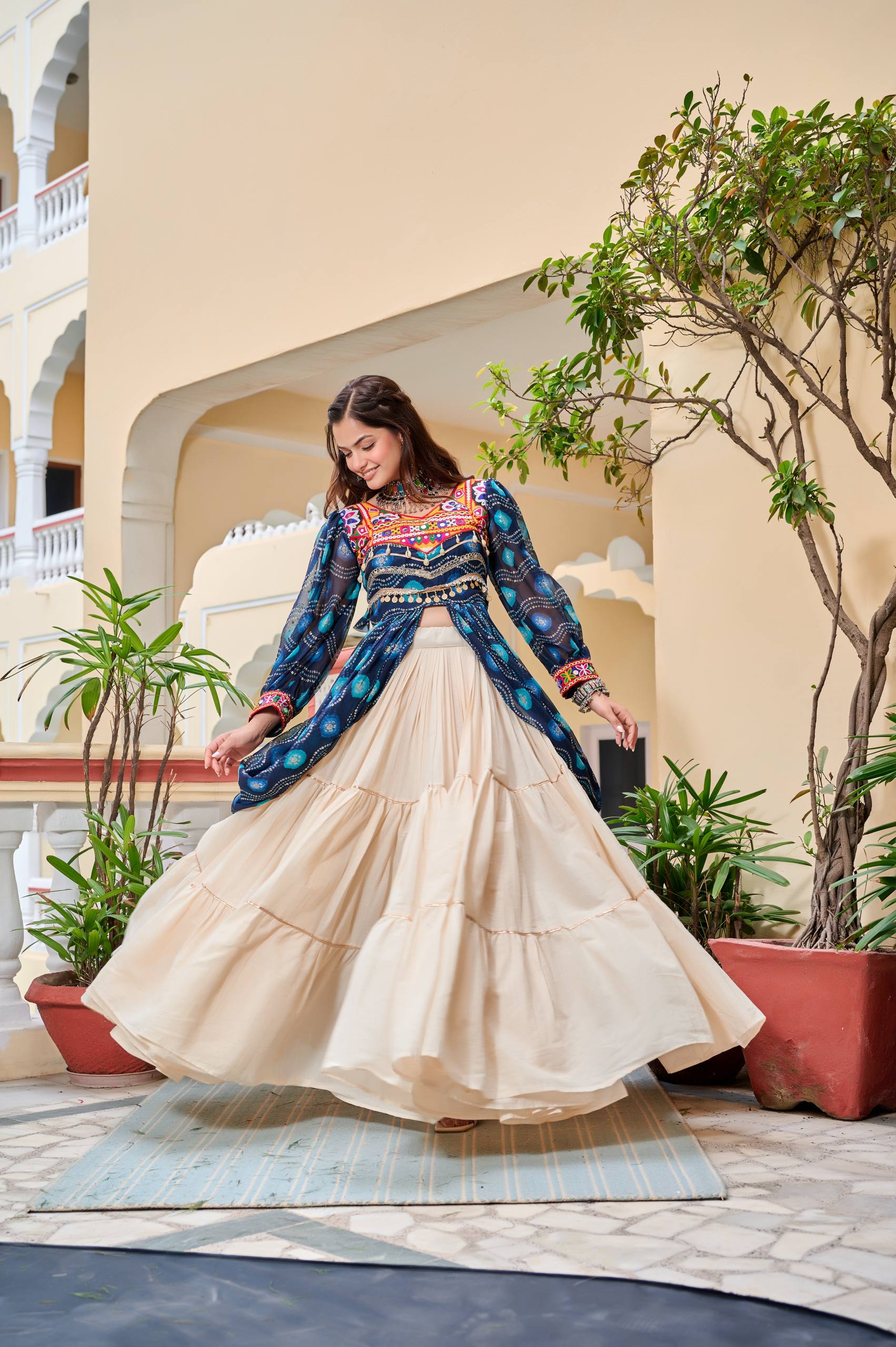 Pure Cotton Gamthi Work Lehenga Choli with Shrug | RoopRivaaj