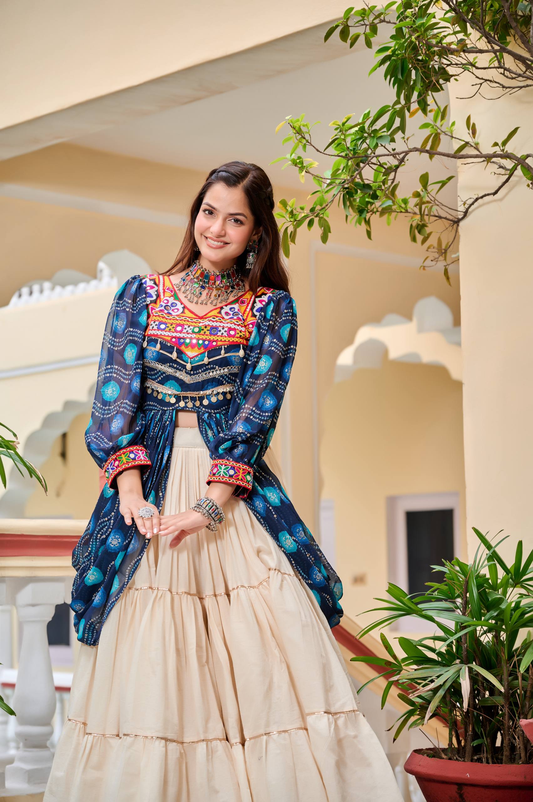 Pure Cotton Gamthi Work Lehenga Choli with Shrug | RoopRivaaj