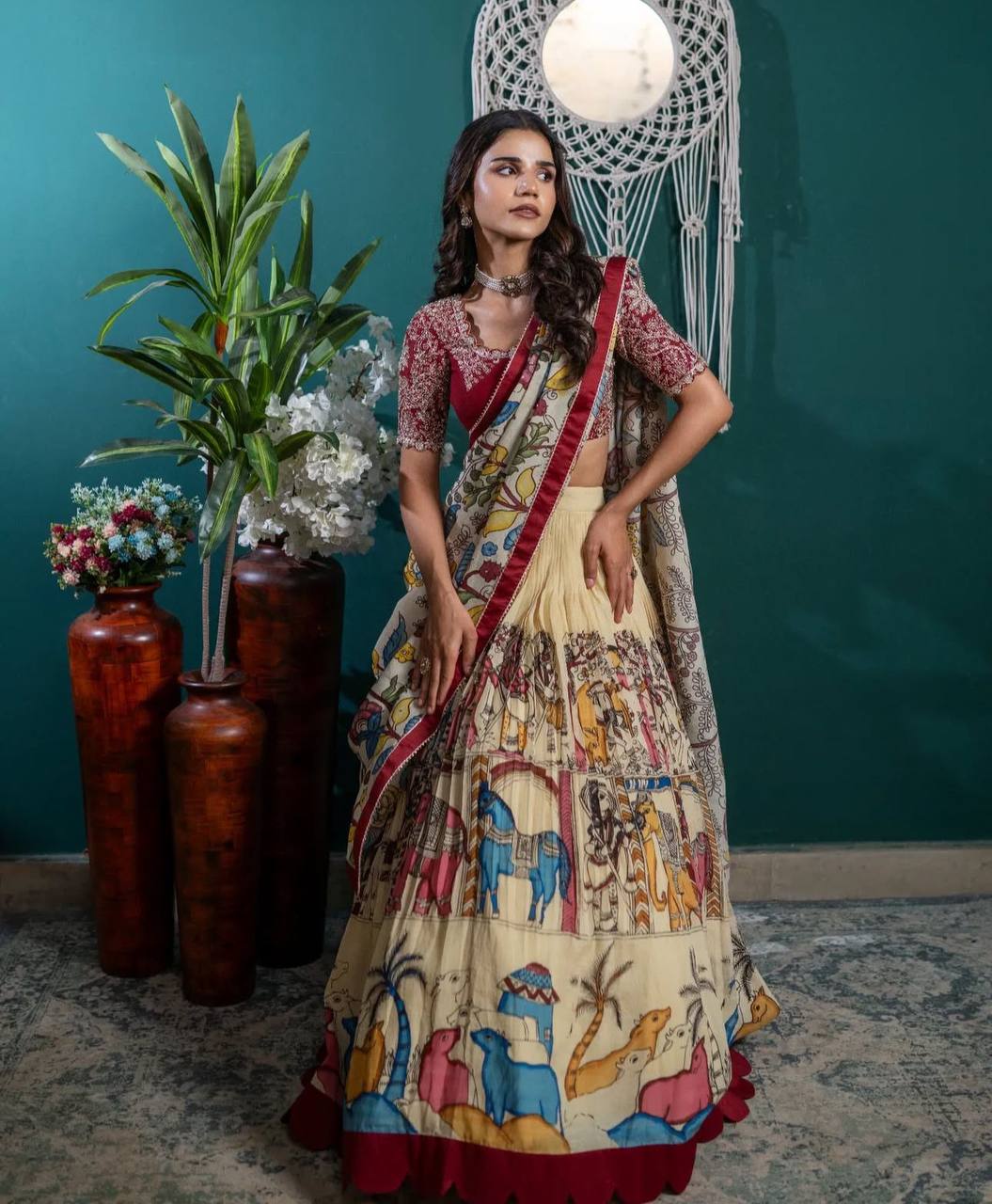 Timeless Kalamkari Print Lehenga Choli Set | RoopRivaaj