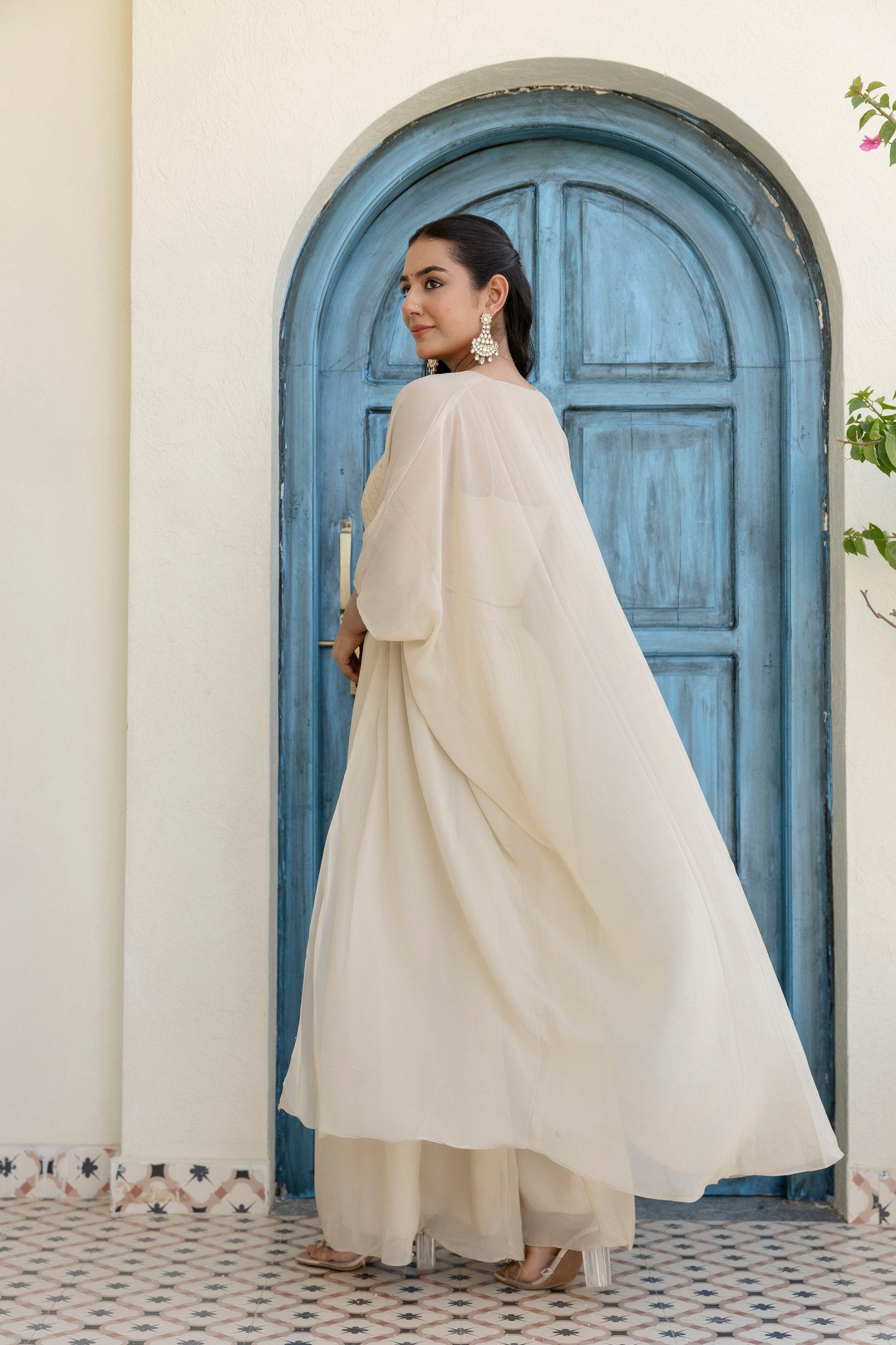 Georgette Gotta Patti Palazzo Set with Shrug | RoopRivaaj