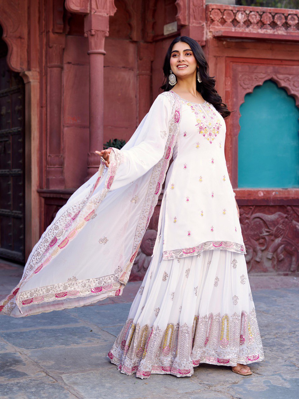 Georgette Sharara Set with Dupatta | RoopRivaaj