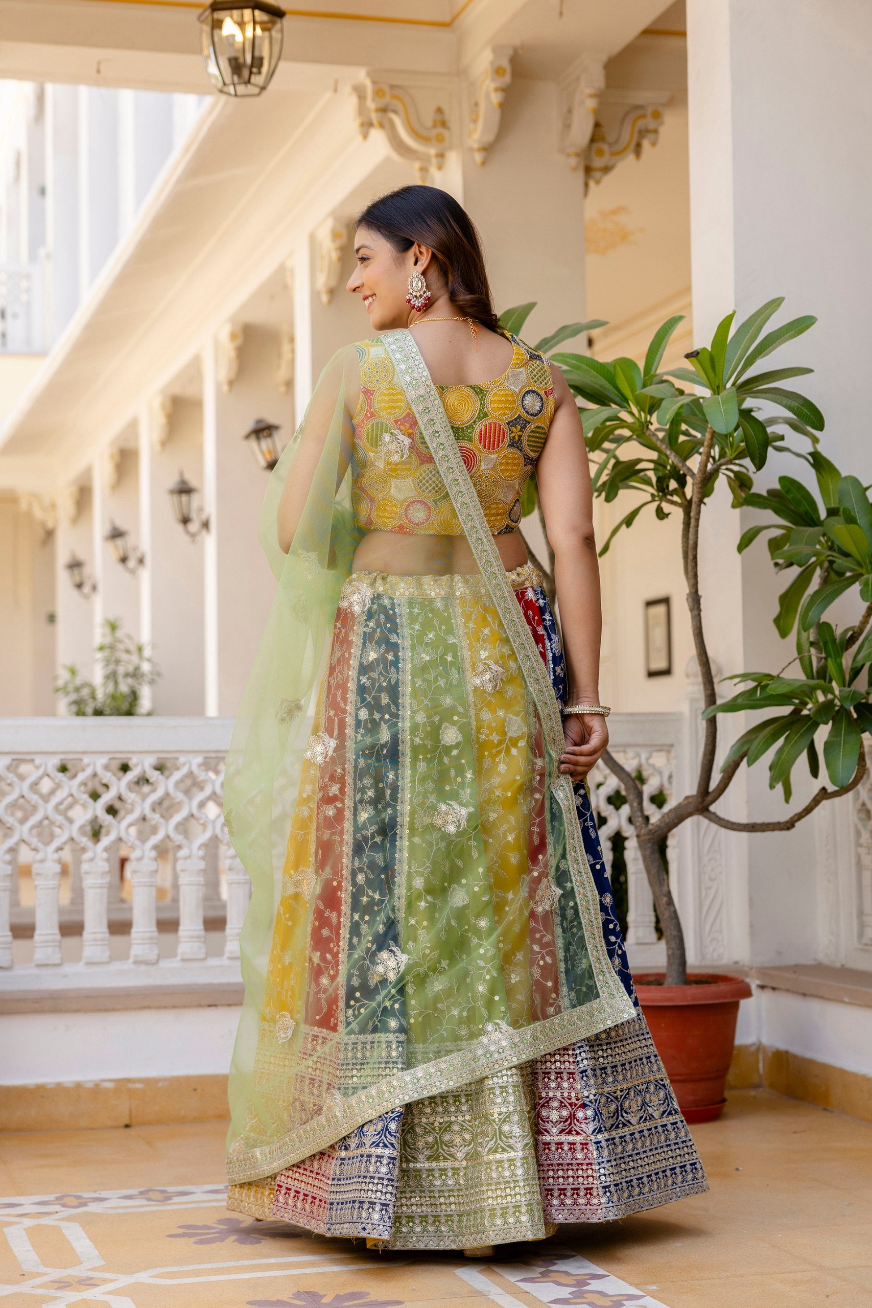 Faux Georgette Sequin Embroidered Lehenga Set | RoopRivaaj