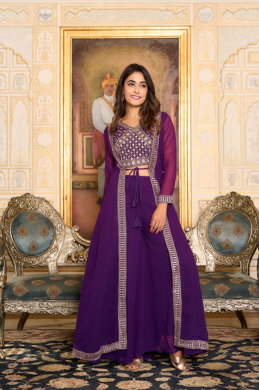 Shrug and Suit Set with Choli Featuring Heavy Embroidered Work | RoopRivaaj