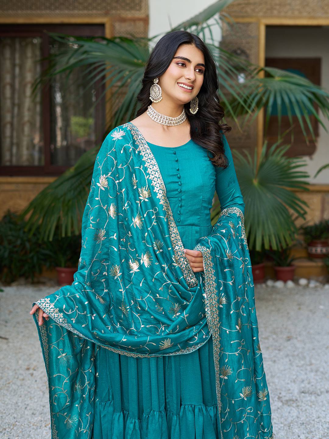 Vichitra Silk Long Gown with Heavy Dupatta | RoopRivaaj
