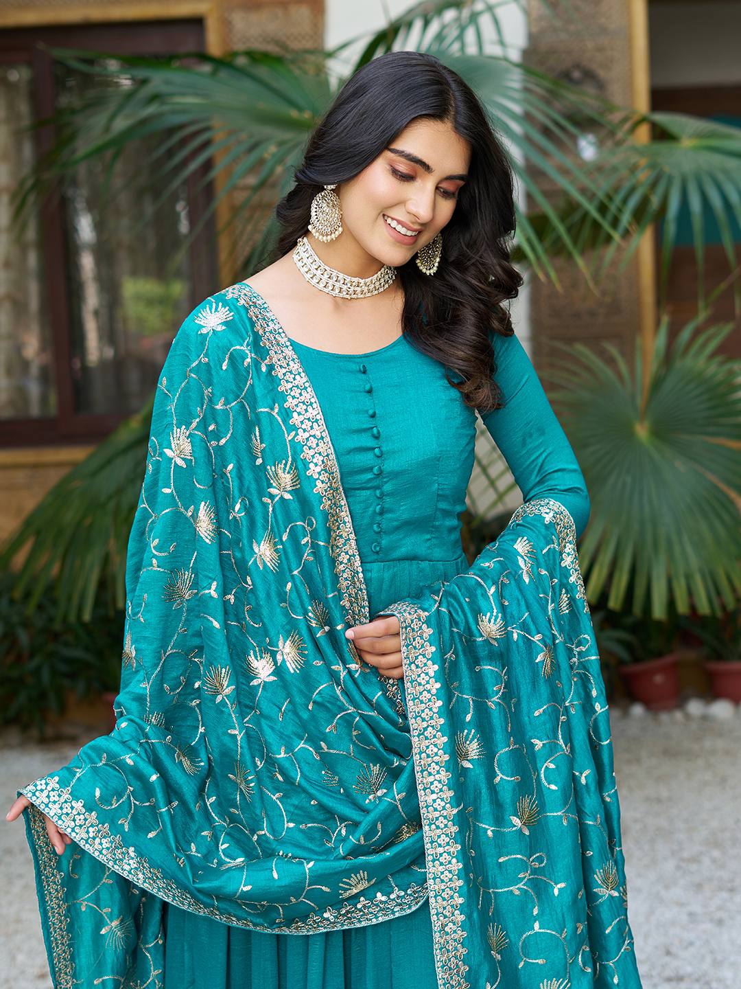 Vichitra Silk Long Gown with Heavy Dupatta | RoopRivaaj