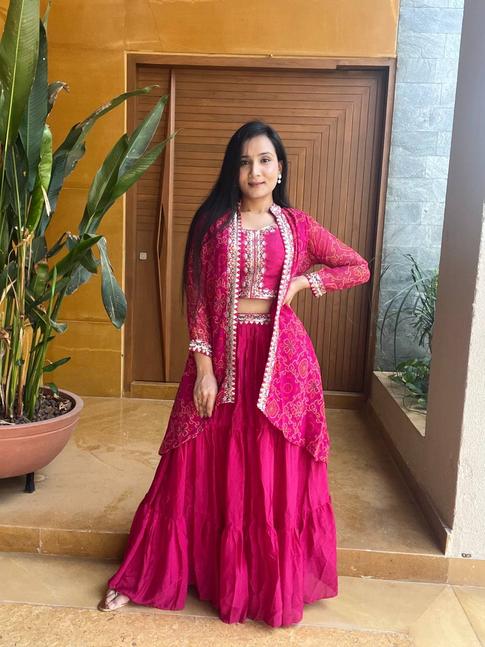 Festival Bandhej Lehenga Choli with Shrug | RoopRivaaj