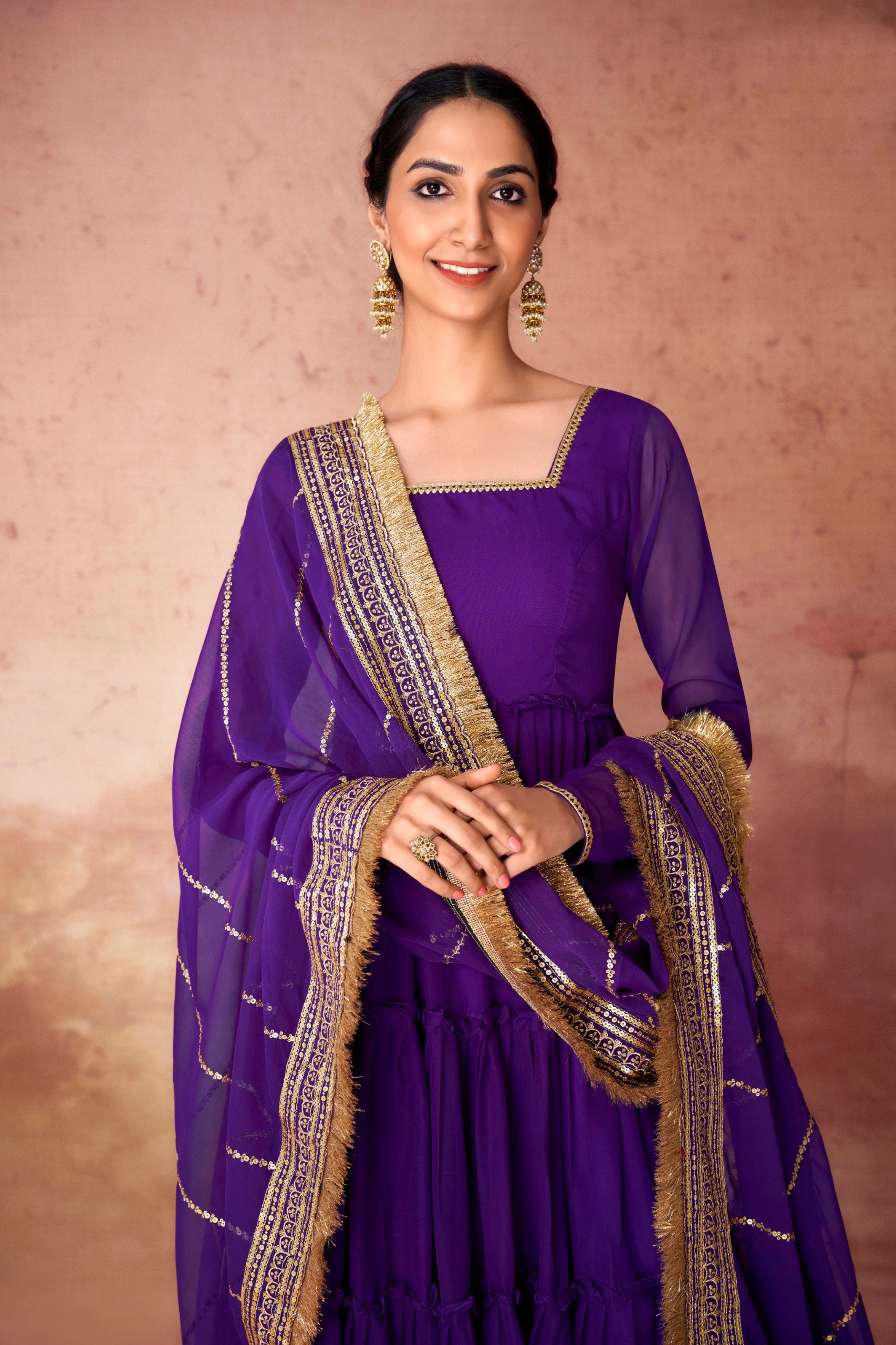 16-Meter Flair Ruffle Gown Set | RoopRivaaj