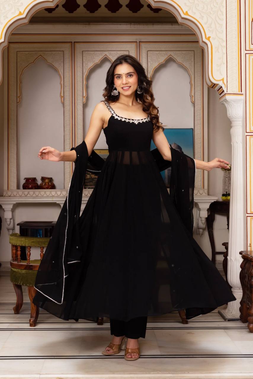 Handwork Mirror Plazo Set with Dupatta | RoopRivaaj