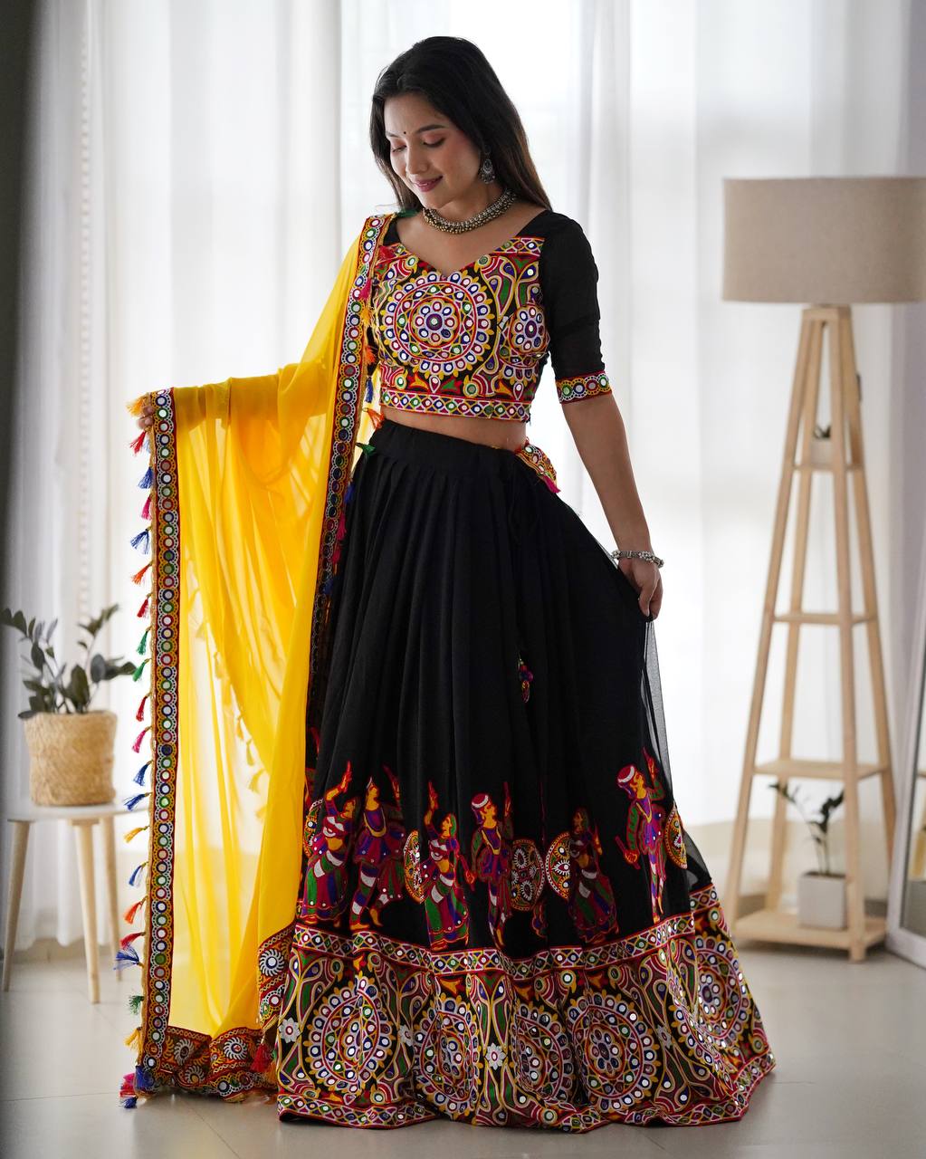 Mirror Work Georgette Lehenga Choli Set | RoopRivaaj
