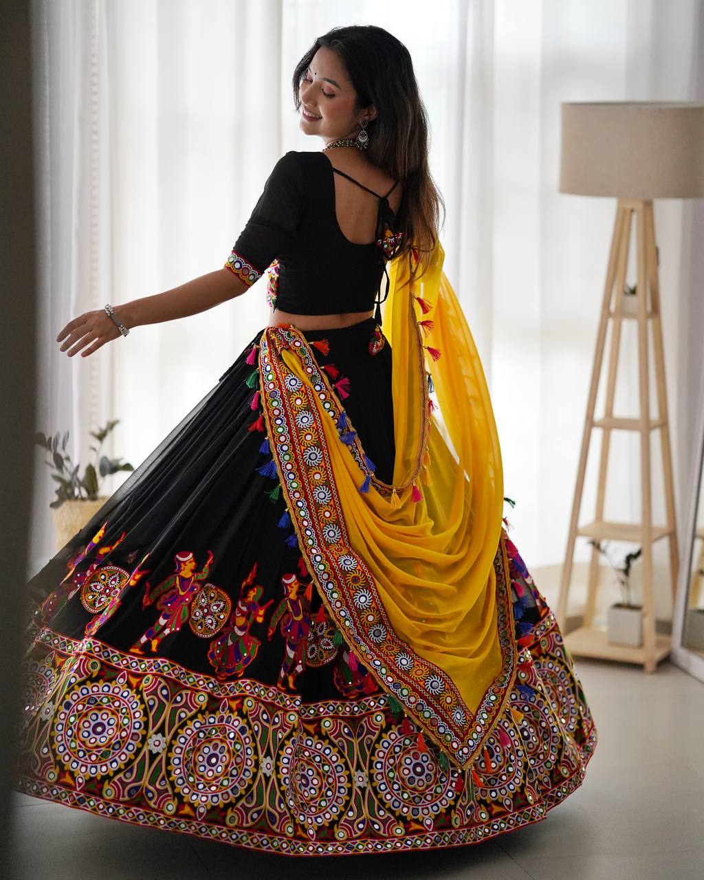Mirror Work Georgette Lehenga Choli Set | RoopRivaaj