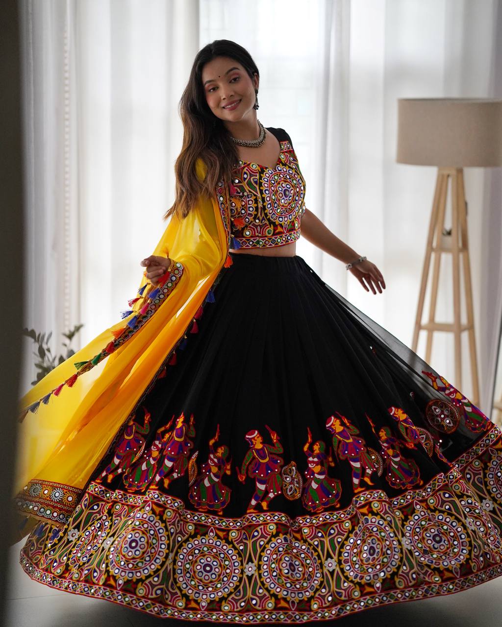 Mirror Work Georgette Lehenga Choli Set | RoopRivaaj