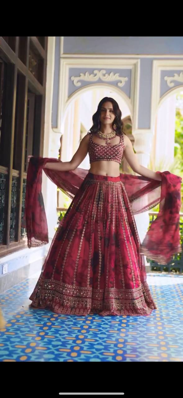 Tabby Organza Lehenga Choli Set with Dupatta |  RoopRivaaj
