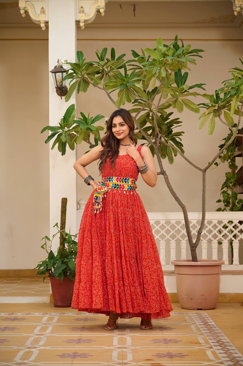 Navratri Special Gamathi Work Anarkali with Pocket Purse | RoopRivaaj