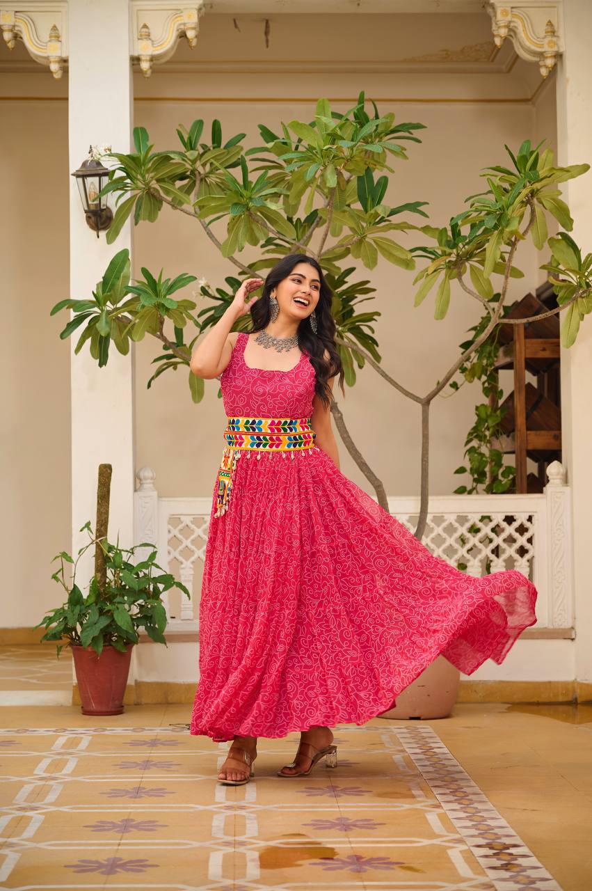 Navratri Special Gamathi Work Anarkali with Pocket Purse | RoopRivaaj