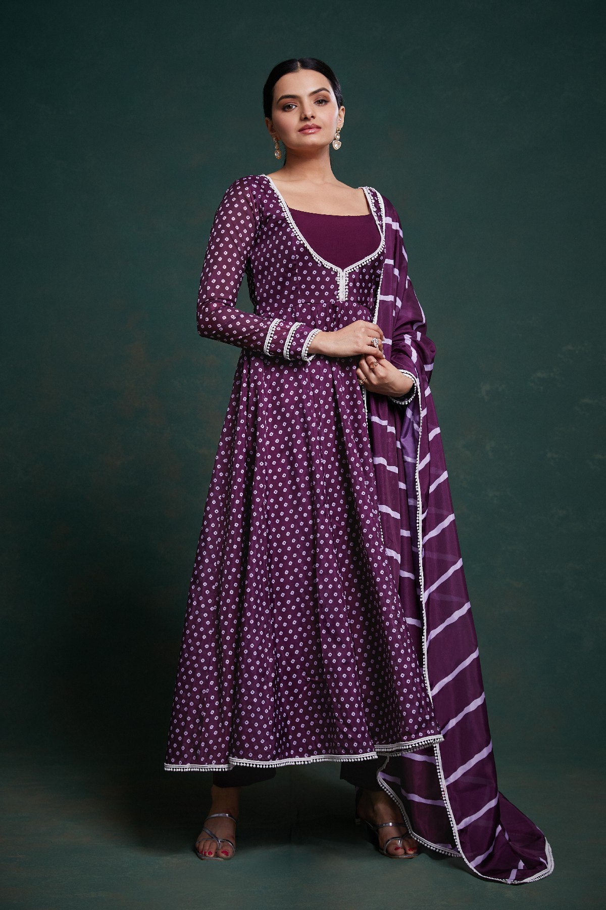 Graceful Bloom Organza Anarkali Pant Suit | RoopRivaaj