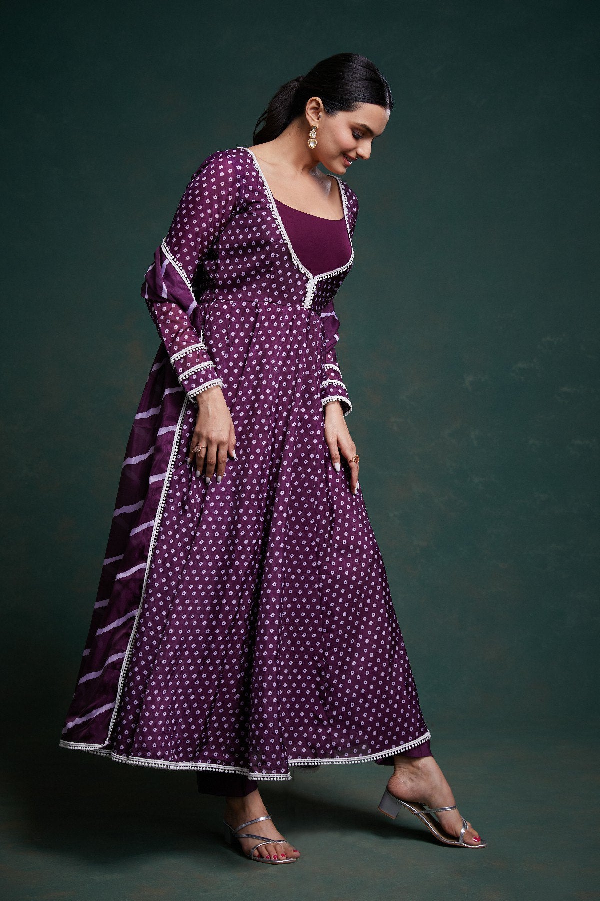 Graceful Bloom Organza Anarkali Pant Suit | RoopRivaaj