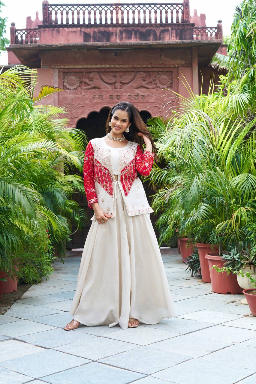 New Festive Embroidered Koti Suit Set with Choli | RoopRivaaj