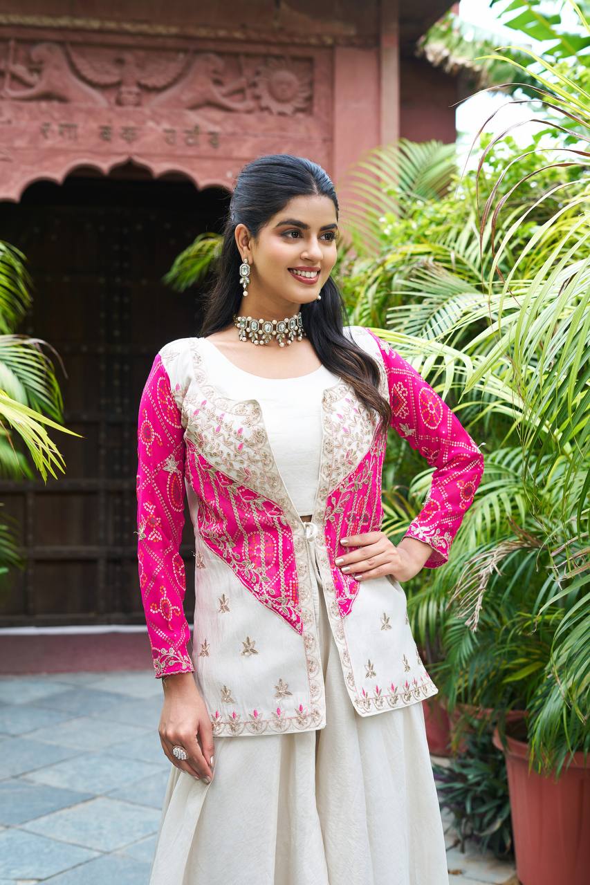 New Festive Embroidered Koti Suit Set with Choli | RoopRivaaj