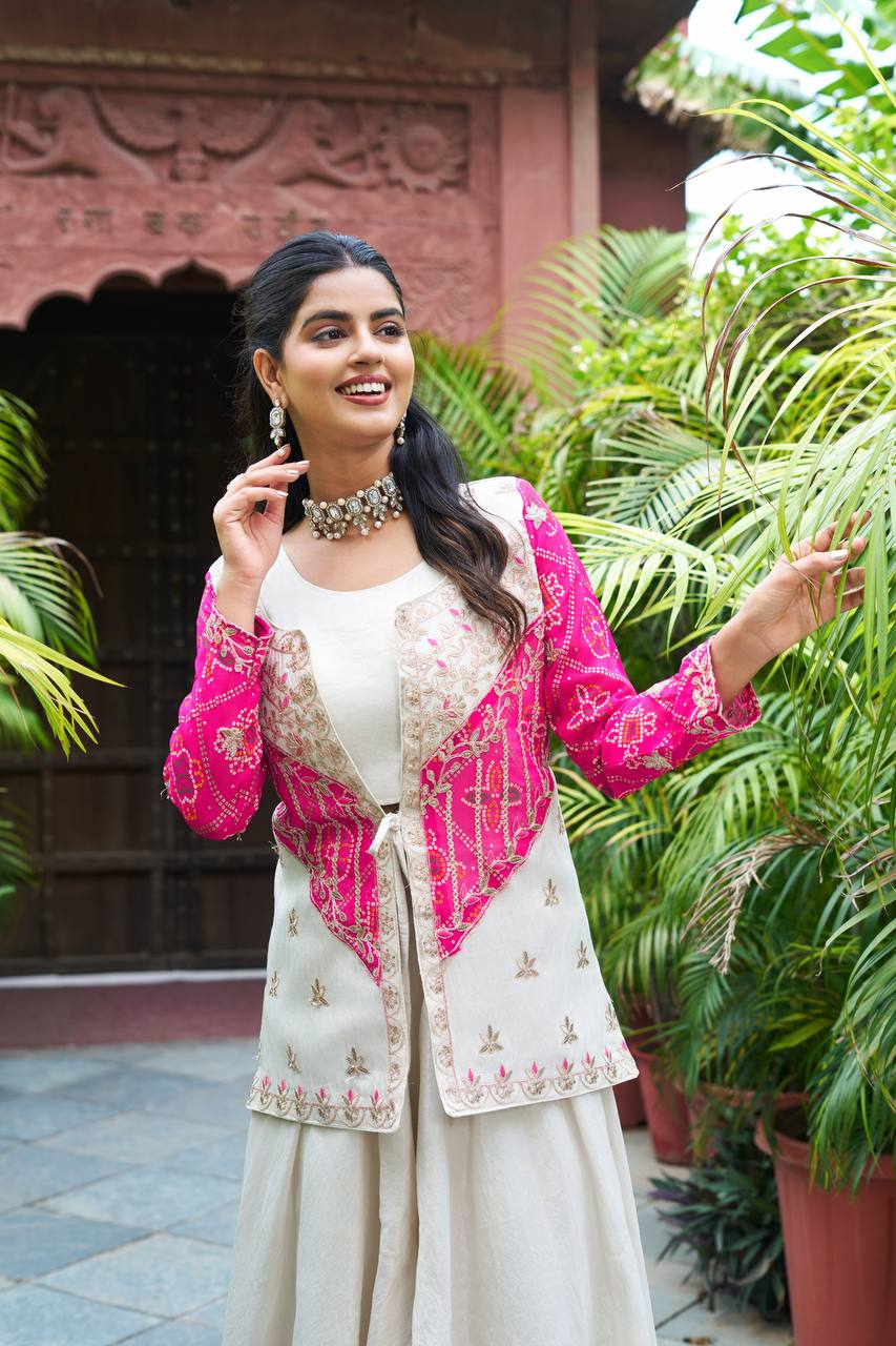 New Festive Embroidered Koti Suit Set with Choli | RoopRivaaj