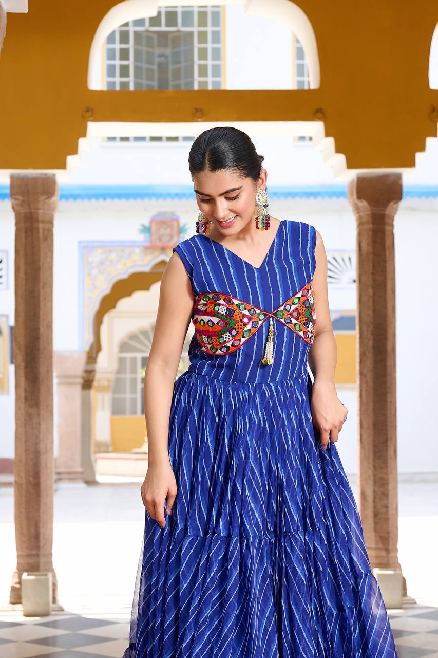 Navratri Special Bandhani Print Georgette Gamathi Work Suit Set | RoopRivaaj