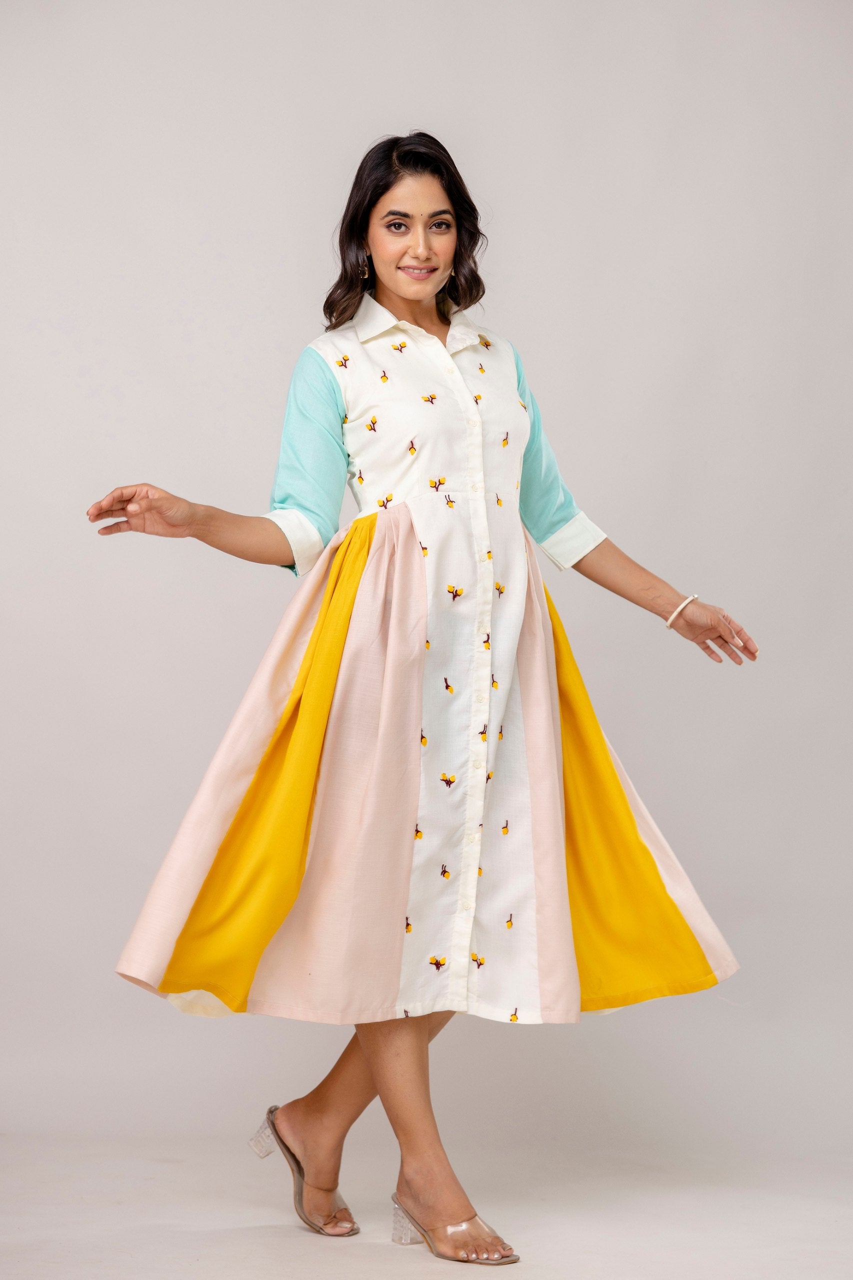 Lightweight Embroidered Cotton Kurti with 3-Meter Flair | RoopRivaaj