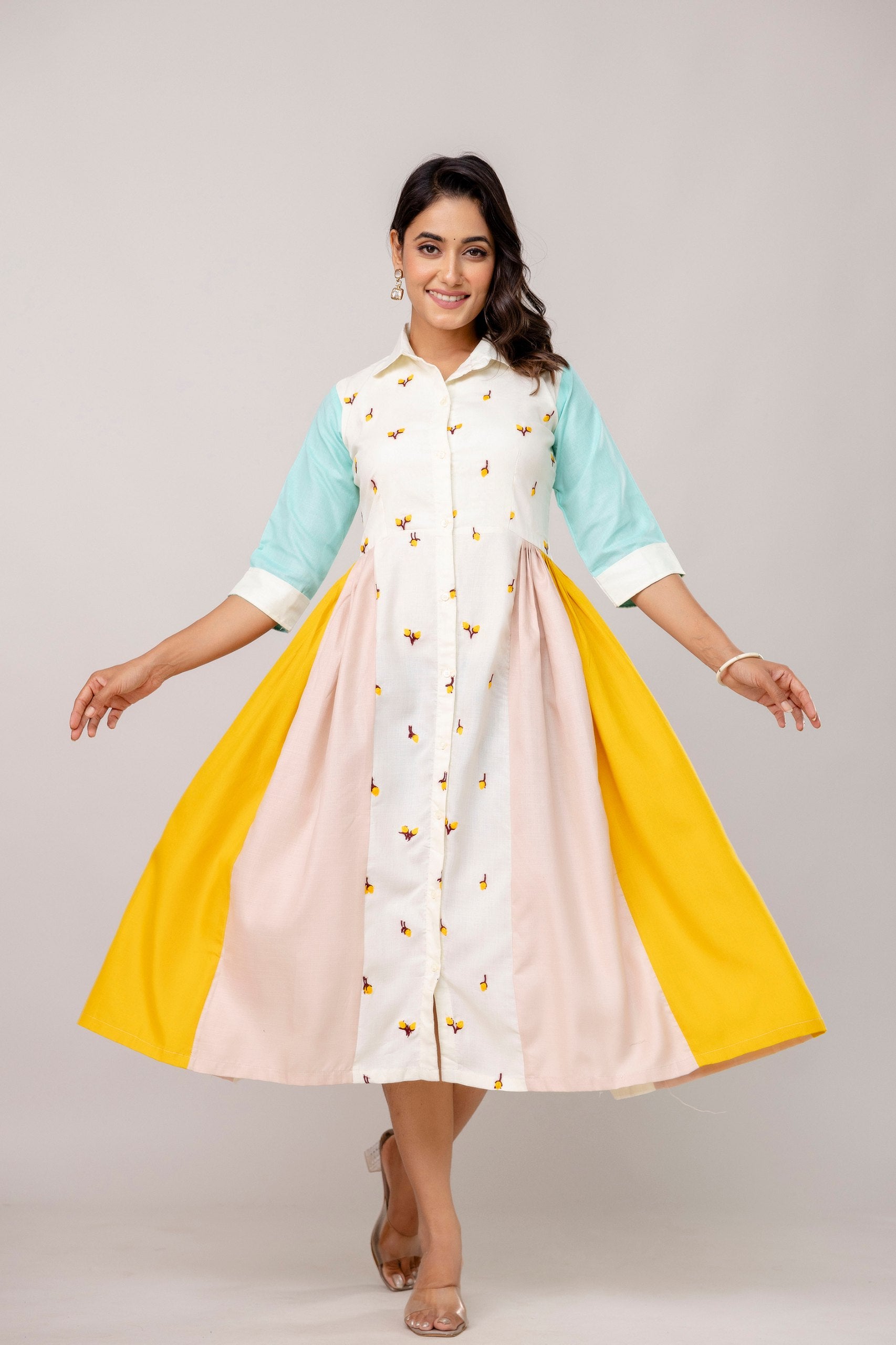 Lightweight Embroidered Cotton Kurti with 3-Meter Flair | RoopRivaaj